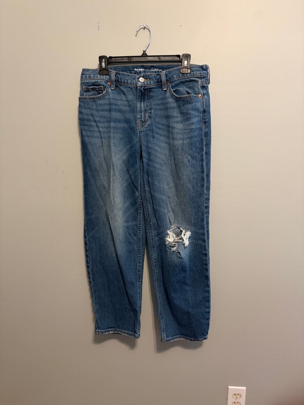 Old Navy Blue Boyfriend Jeans with Knee Distress